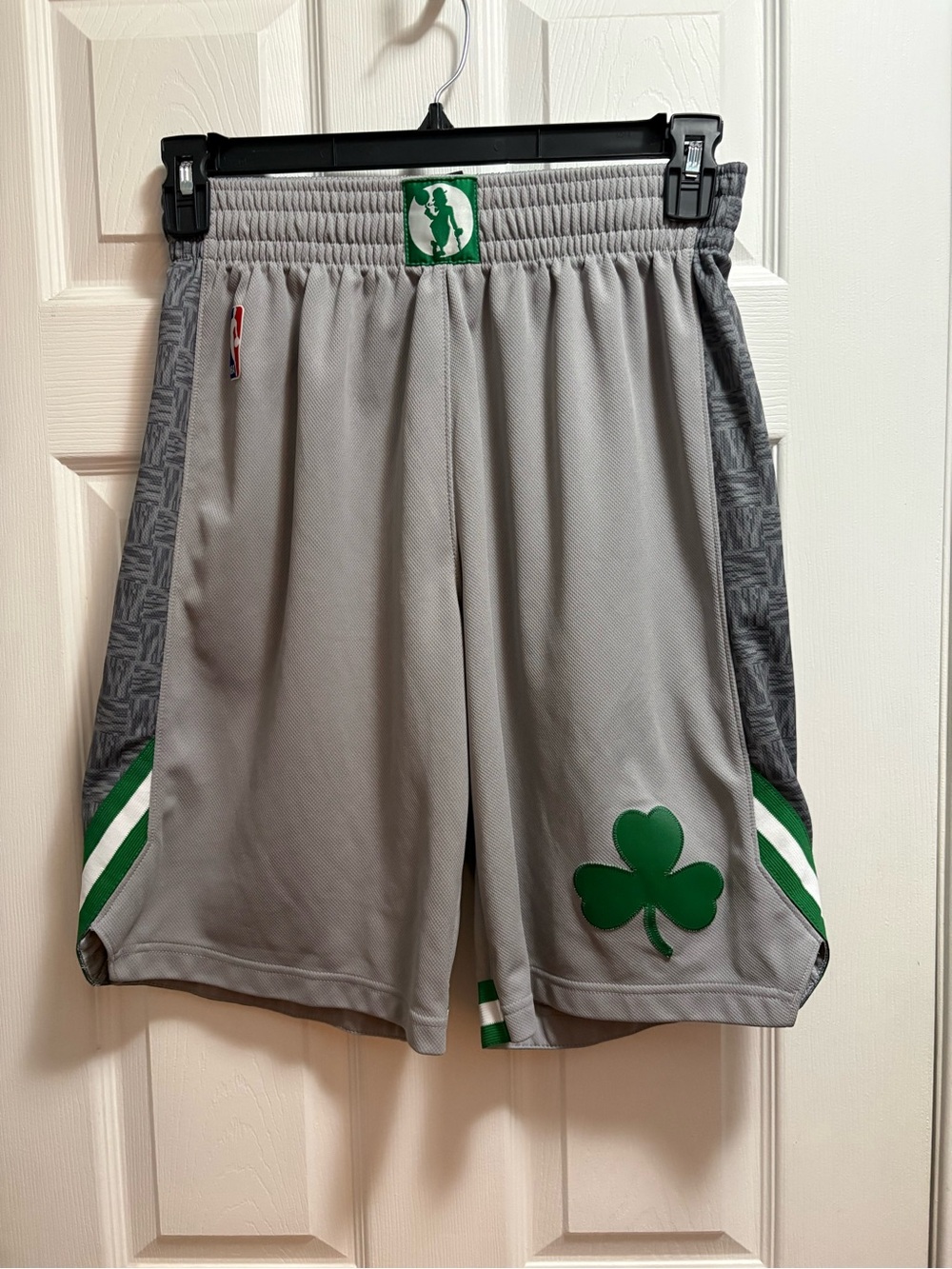 NBA Celtics Grey & Green Shamrock Basketball Shorts